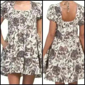 House Of Harlow 1960 Ozzie Floral Print Cottagecore Babydoll Mini Dress Size XS